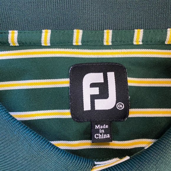 FootJoy Performance Golf Polo Green Yellow Striped Penn Oaks Golf Club XXL 2XL - Picture 5 of 6